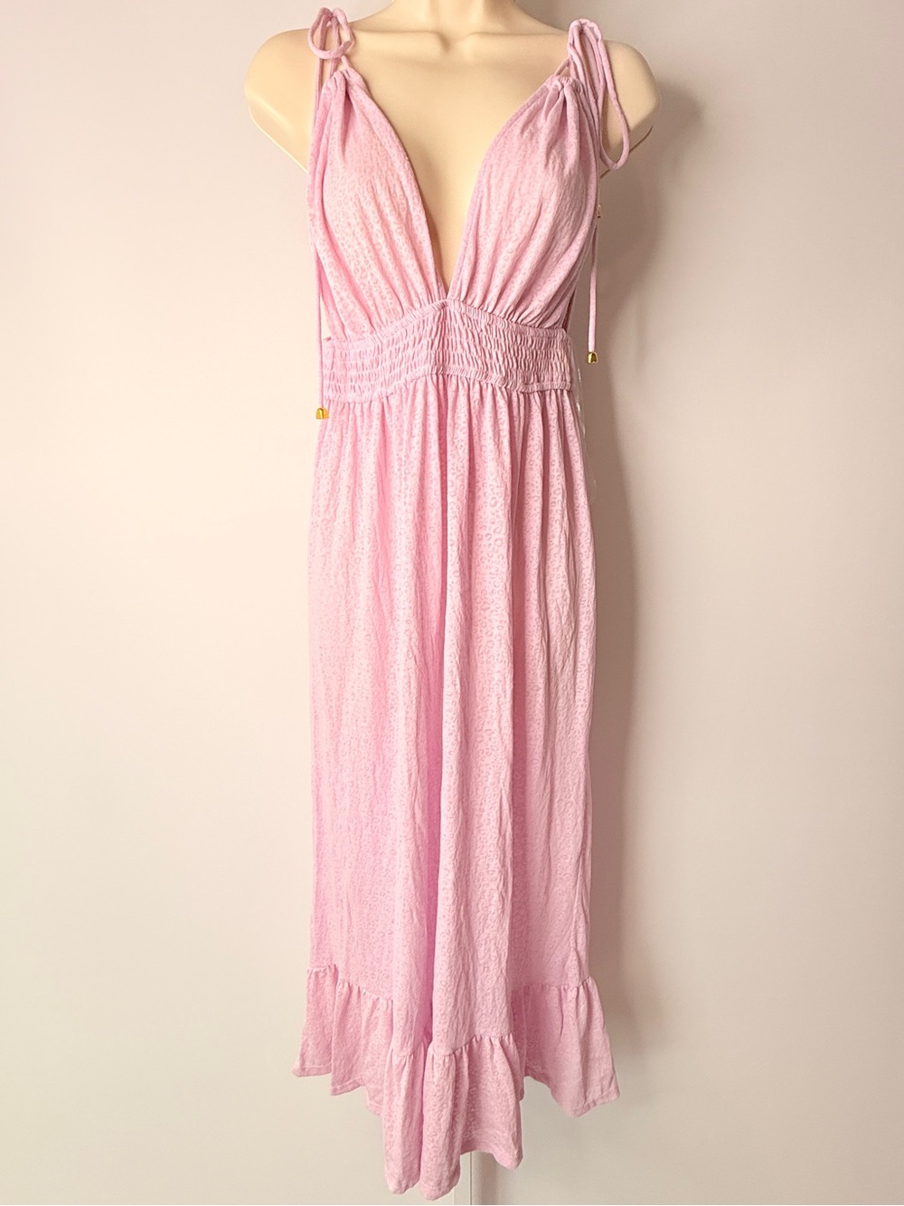 Miken Swim - Pink Tie-Shoulder V-Neck Swim Coverup